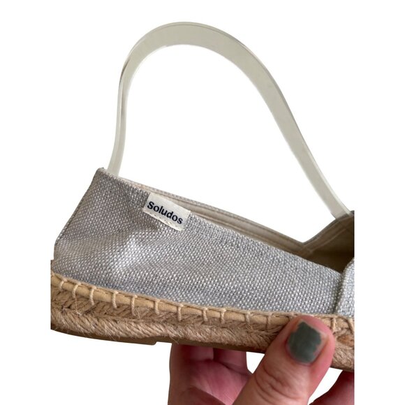 Soludos Womens Espadrille Flats Canvas Slip-On Shoes Light Gray Size 7 - Picture 6 of 12